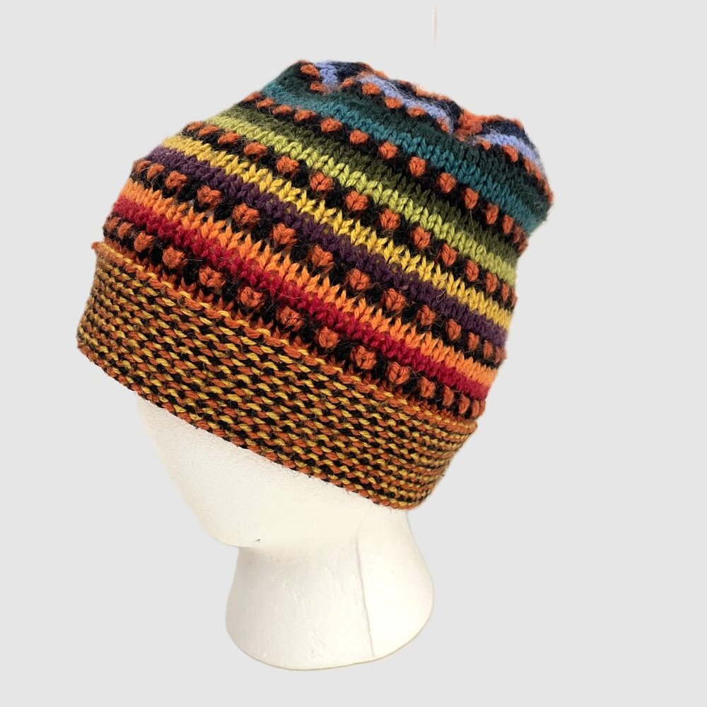 Hand Knitted Alpaca Wool Beanie Hat - Picture 2 of 6